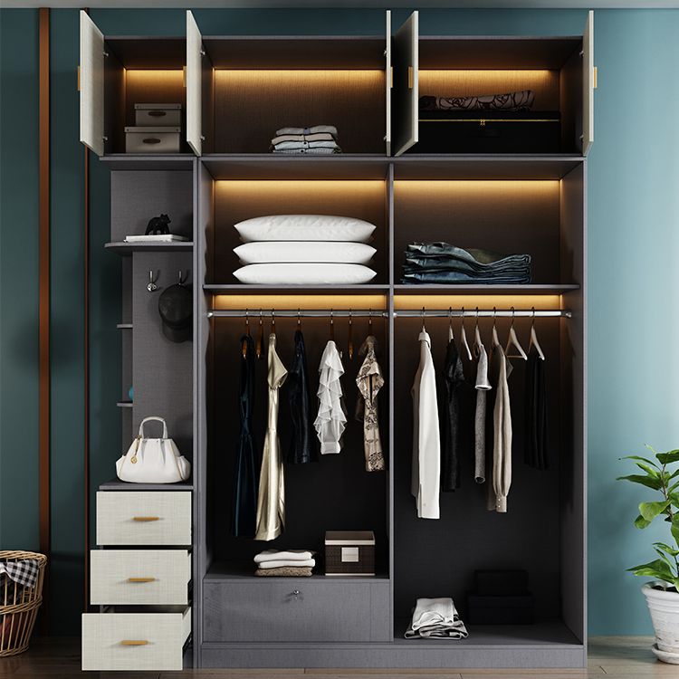 Modern Wardrobe for Home Mirrored Finish Cabinet with Glass Door