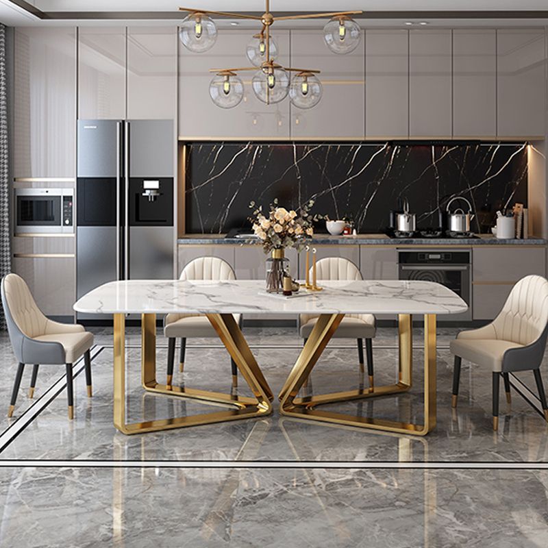 Traditional Luxury Metal Base Table Rectangle Dinner Table for Home