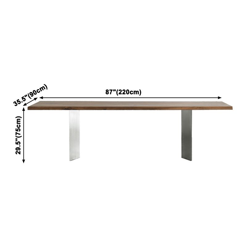 Metal Industrial Rectangle Dining Table Solid Woop Top Table for Kitchen and Dining Room