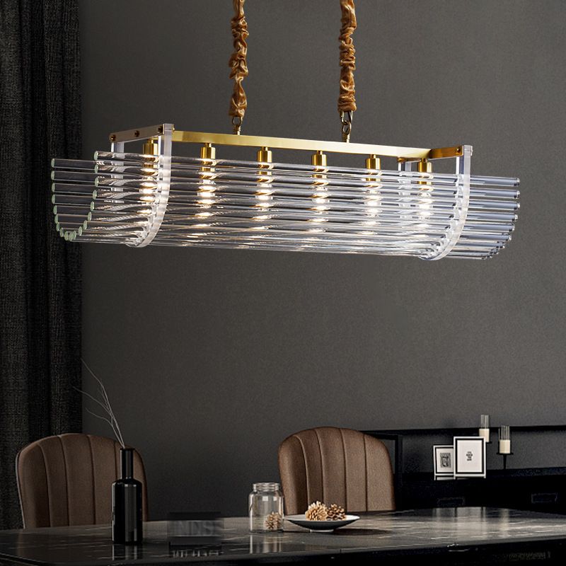 Modern Style Island Light Clear Glass Hanging Light for Dining Room