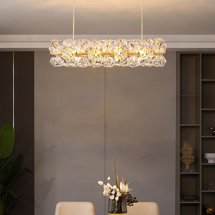 Pendants contemporains Crystal de flocon de neige 18 lumières de l'île légère en or