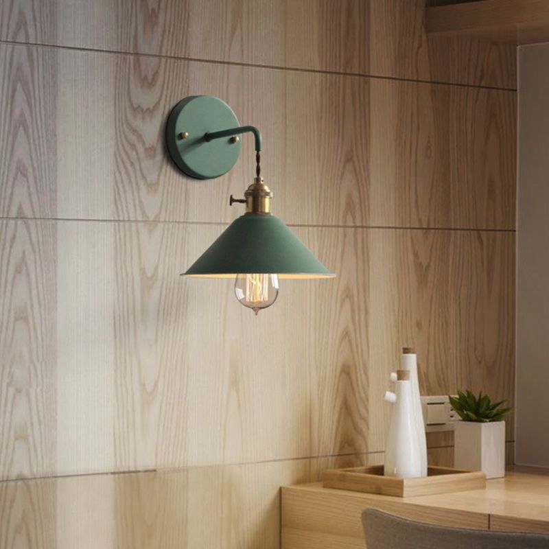 Cone Shaded Wall Light Industrial Polish Finish Lighting for Living Room