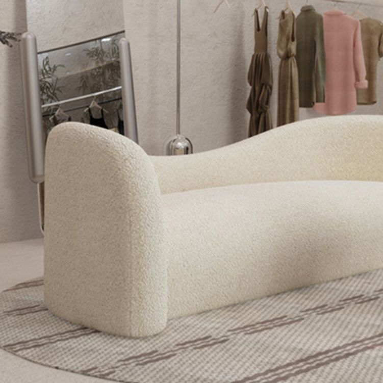 Scandinavian Settee Fabric Living Room Tuxedo Arm Curved White Seating