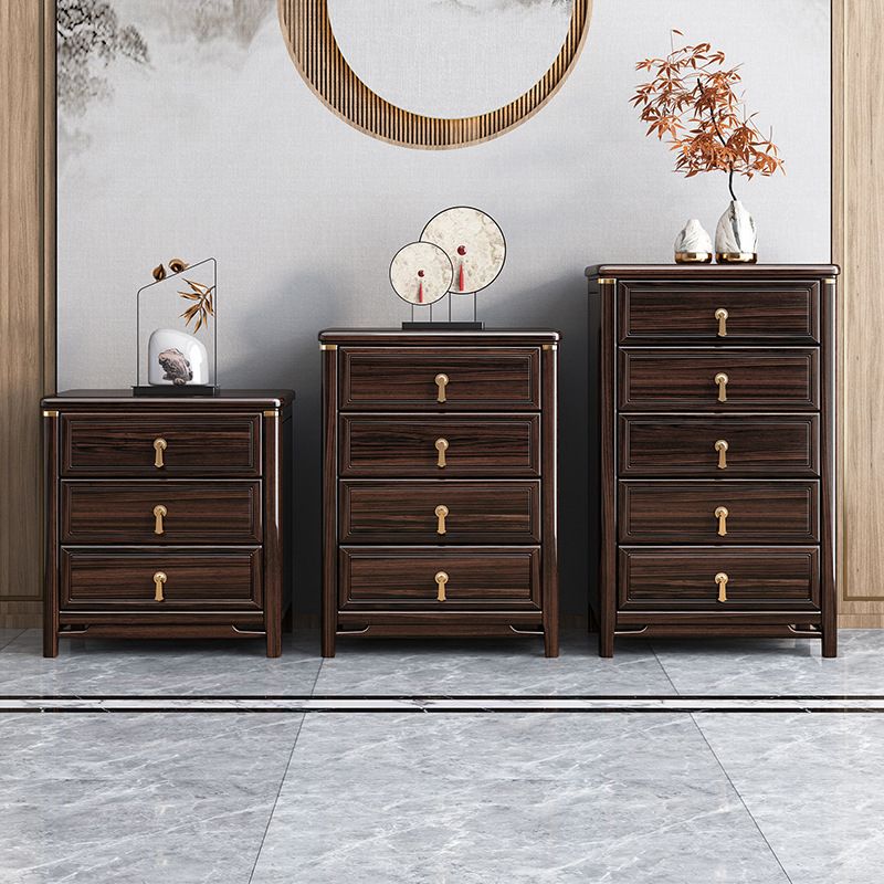Glam Solid Wood Storage Chest Home Chest in Brown with Drawers