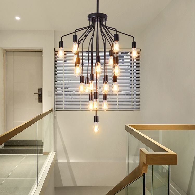 Luz de lámpara de araña expuesta iluminación colgante de metal industrial para restaurante