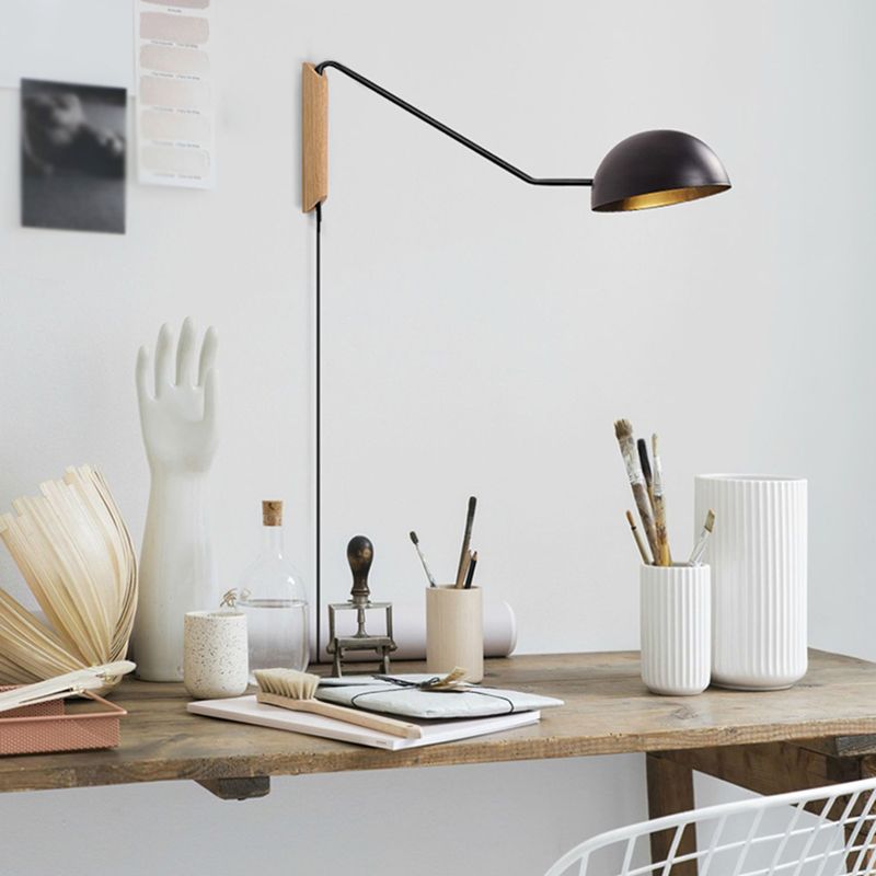 Metal Wall Lamp Industrial Style 1-light Shape Wall Mounted Lighting for Bedroom