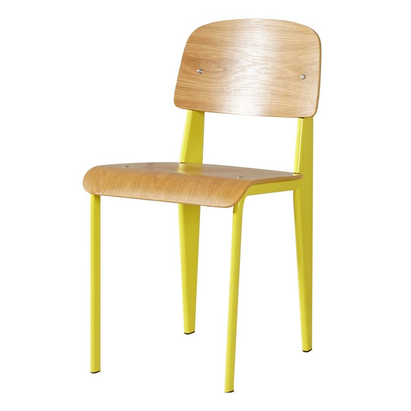 Sedia da pranzo in stile contemporaneo sedia in metallo con gambe in legno