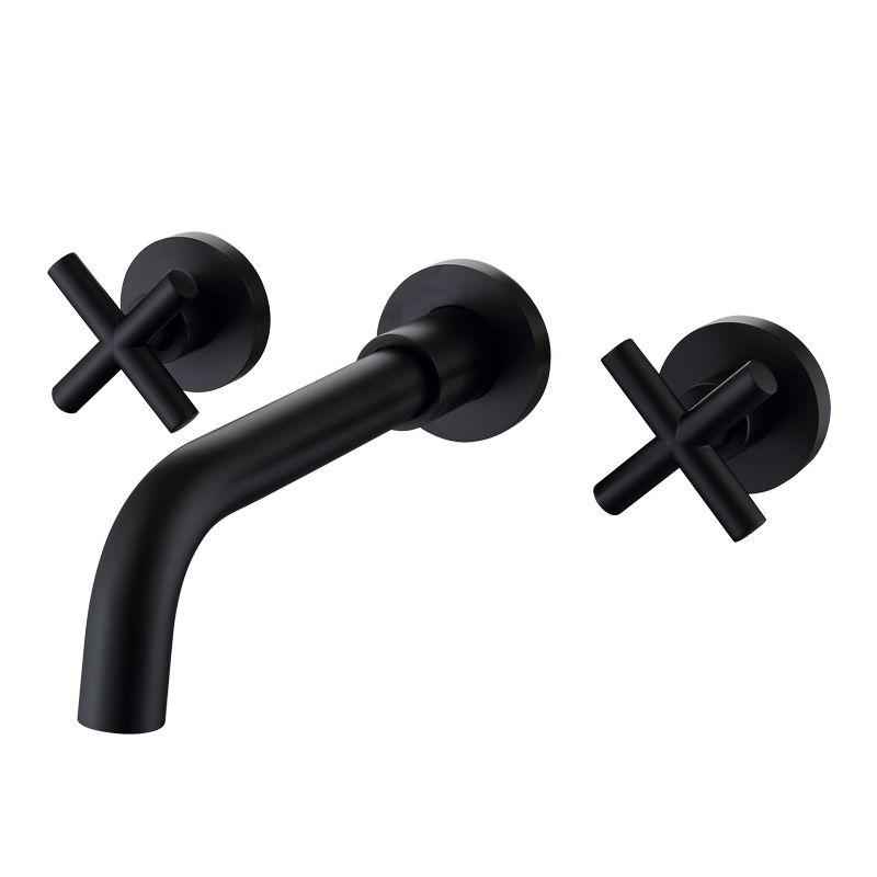 Modern Circular Bathroom Sink Faucet with 2 Handles Wall Mounted Bathroom Faucet