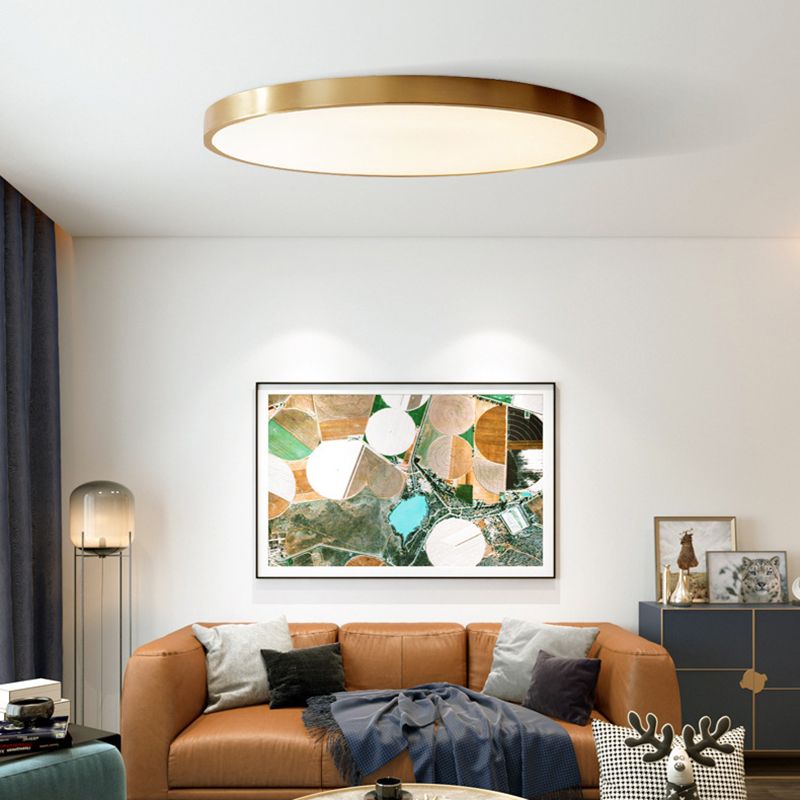 1-Light Round Shaped Flush Mount Light Modern Style Metal Led Flush Mount