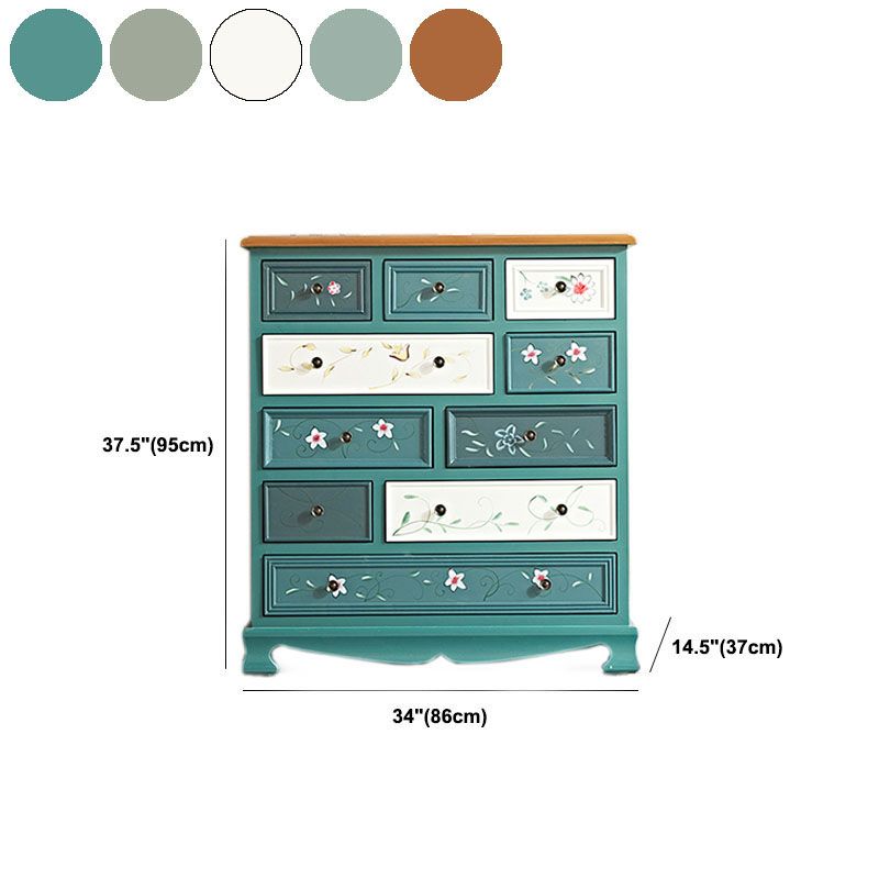 Nautical Bedroom Storage Chest 14.5" Wooden Chest with 10 Drawers