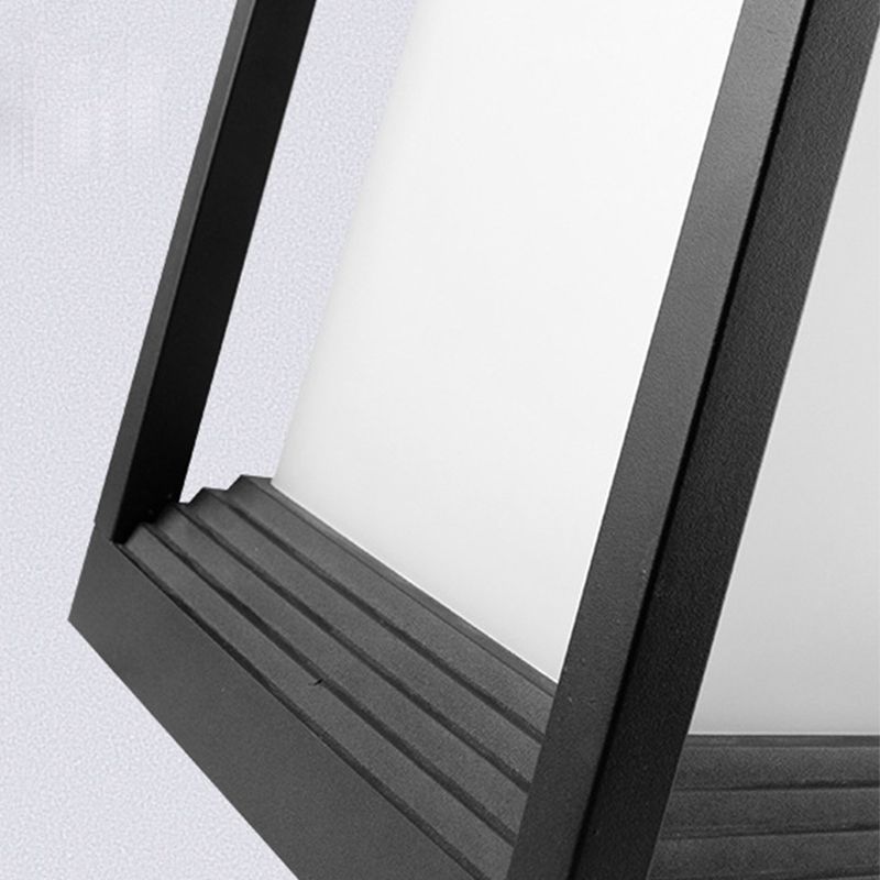 Rectangle Shape Metal Waterproof Pillar Lamp Modern Style 1 Light Outdoor Light in Black