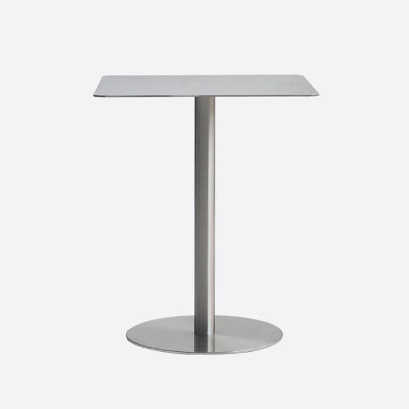 Metal Industrial Dining Table Stainless Steel Top Table with Pedestal Base