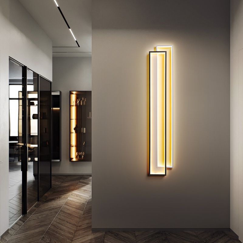 Rectangle Wall Lights Modern Style Metal 2 Light Wall Mount Lights