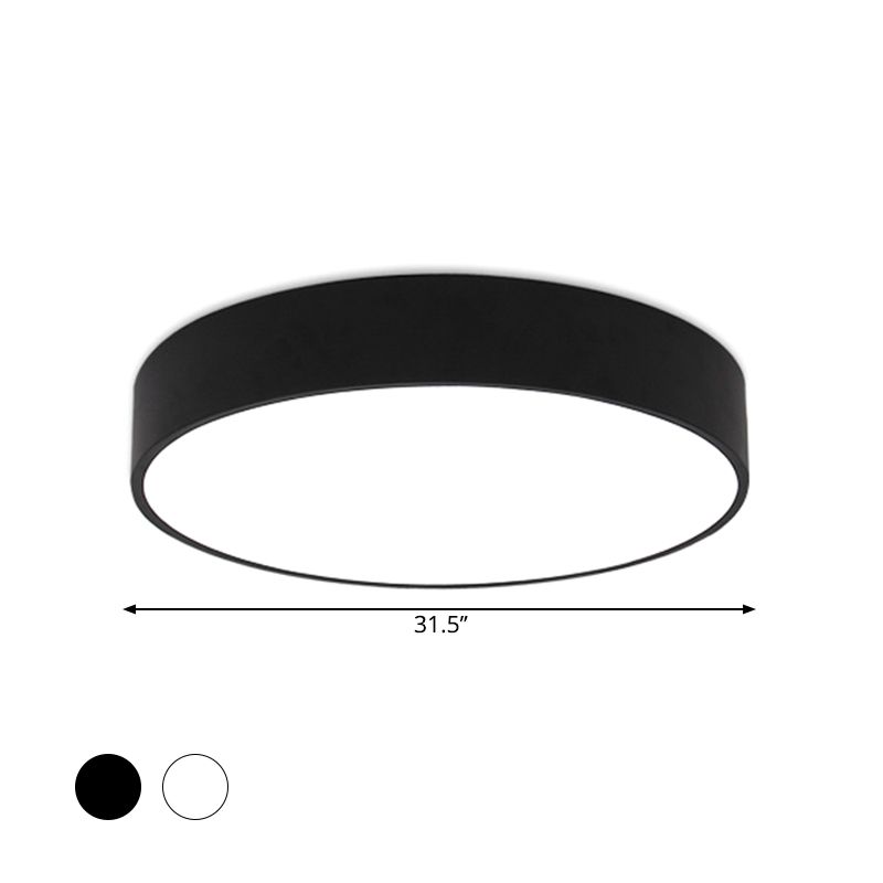 Lámpara empotrada redonda en blanco y negro, minimalista, 16"/23,5"/31,5" de diámetro, lámpara LED acrílica de montaje en techo