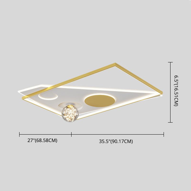 Modern Luxury Style Spherical Flush Mount Ceiling Light Fixtures Glass Flushmount Lighting in Gold Finish