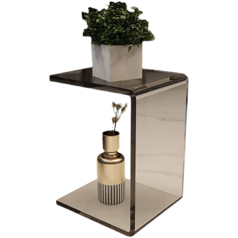 Modernistic Plastic Side Table Abstract with Storage Rectangular Living Room