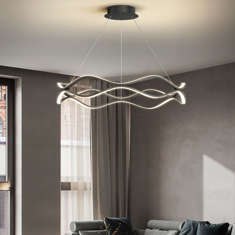 Metal Linear Chandelier Modern Style LED 2 Light Chandelier Lamp for Dining Room