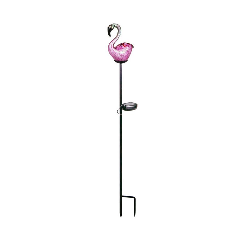 Modern Flamingo/Globe Solar Ground Light White and Orange/Pink Hand Blown Glass Patio LED Stake Lighting