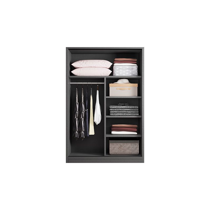 Modern Artificial Wood Wardrobe Armoire Freestanding Wardrobe in Black