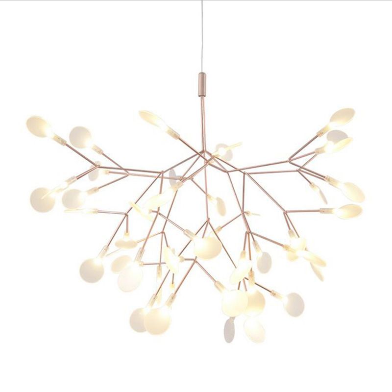 Roségold Sputnik Anhänger Licht im modernen kreativen Stil Schmiedeeisen Feuerfly -LED -Deckenlicht mit Acrylschatten