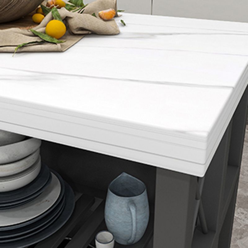 White Faux Marble Top Kitchen Trolley with Wheels for Dining Room