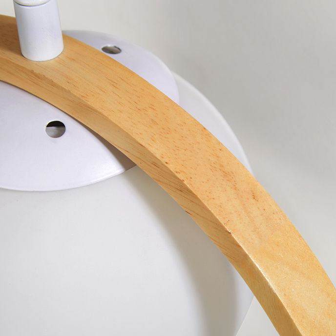 Moderne artistieke single hanging lamp houten bol hanglamp met witte glazen schaduw