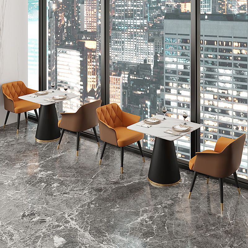 Modern Style Dining Table Sintered Stone Table with Metal Base