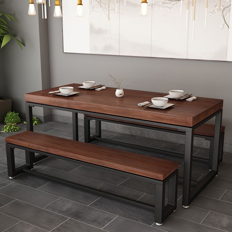 Contemporary 1/3 Pieces Furniture Rectangle Solid Wood Dining Table Set in Brown