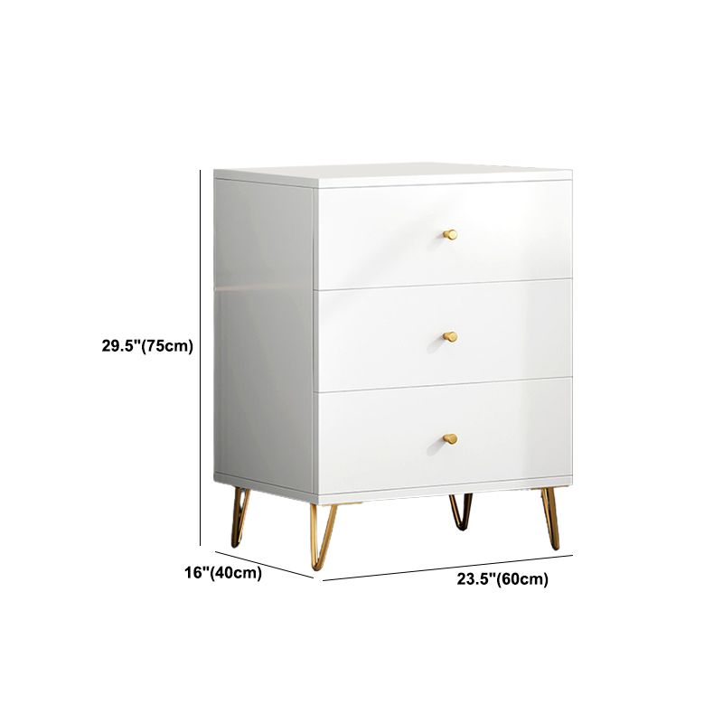 White Contemporary Glam Storage Chest Wood Chest with Metal Feet for Bedroom