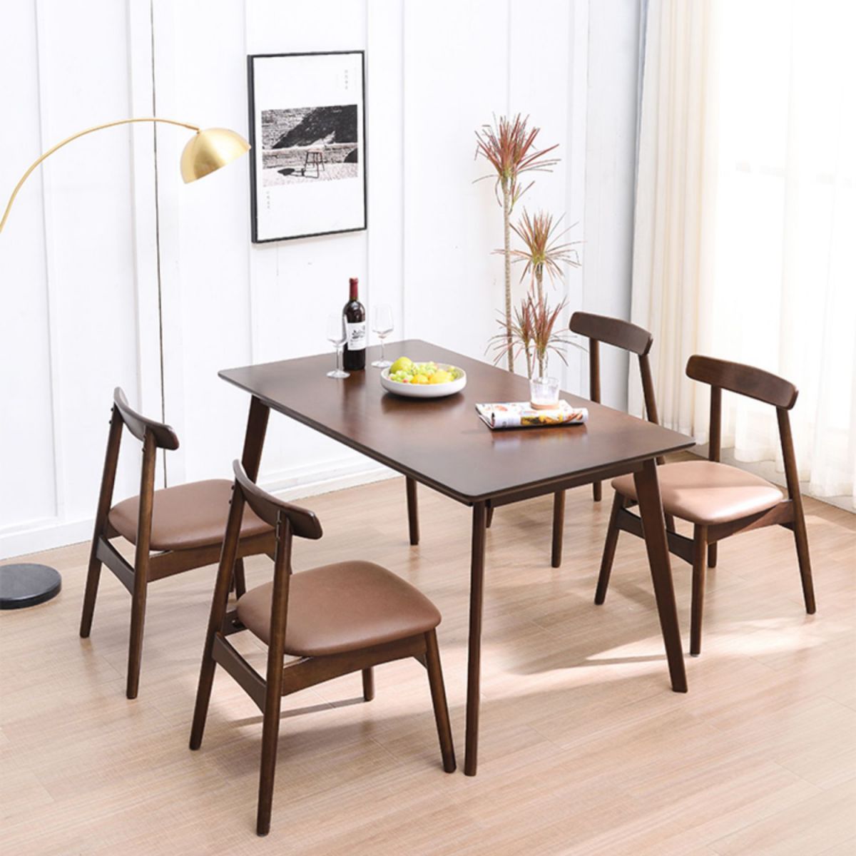 Chaise d'intérieur contemporaine à dossier ouvert en bois, chaise de salle à manger de 18 pouces de large