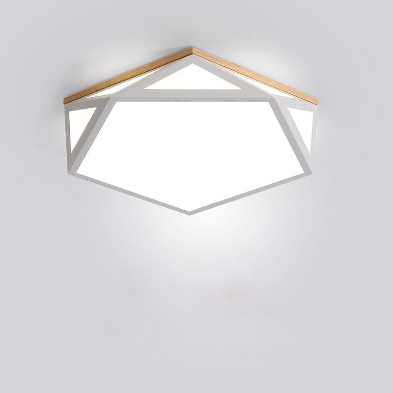 Geometric Shaped Macaroon Style LED Ceiling Light Hexagonal Acrylic Shade Modern Lighting Fixture for Bedroom