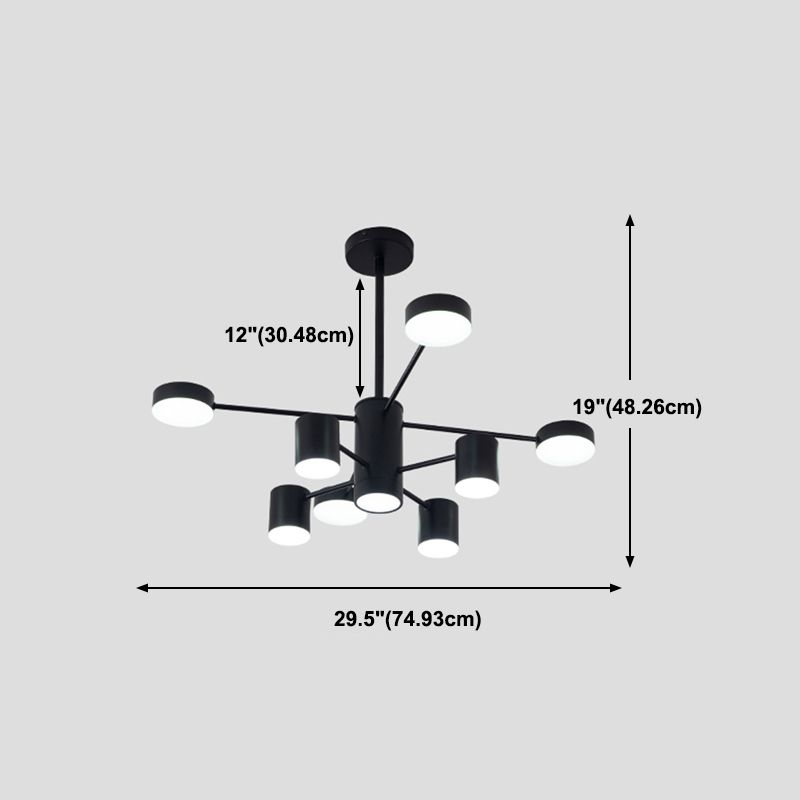 Luces de lámpara de metal de sombra de cilindro accesorios de iluminación de araña modernos en negro