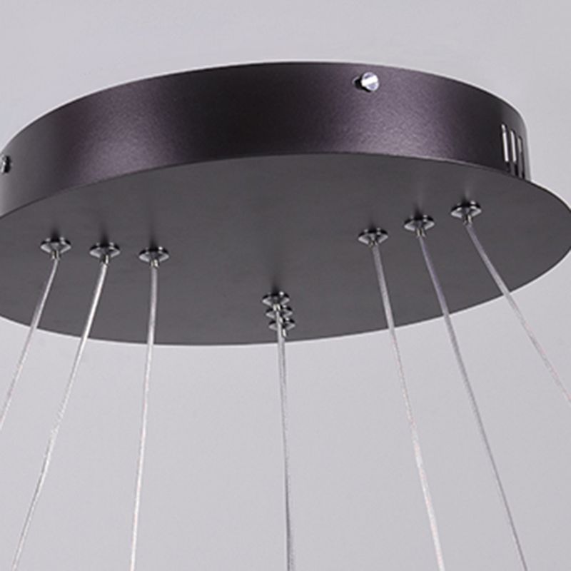 Modern Black Chandelier Multiple Rings Pendant Lighting Metal Chandelier