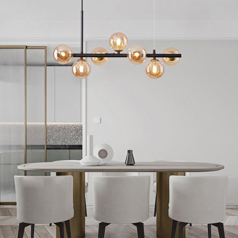 Modern Style Spherical Shape Island Lights Clear Glass Island Lighting