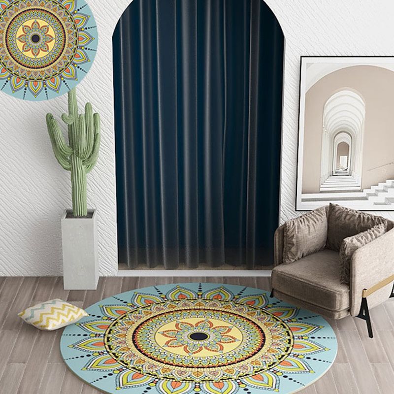 Alfombra de sala de estar elegante alfombra de área de poliéster de patrón antiguo