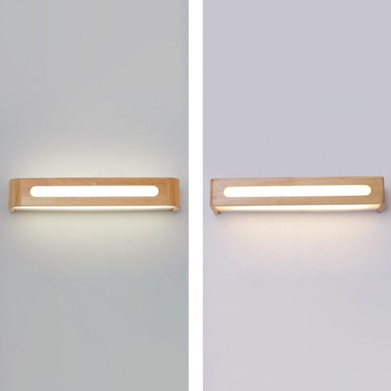 Modern Minimalist Style Rectangle Vanity Wall Light Fixtures Wood Vanity Lights