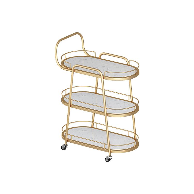 Contemporary Oval Metal Prep Table 32.28"H Rolling Prep Table