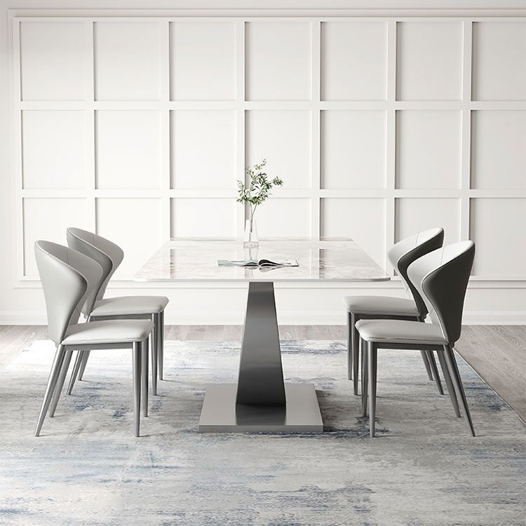 Modern Style Sintered Stone Rectangle Table Set 1/4/5/7 Pieces Dining Set