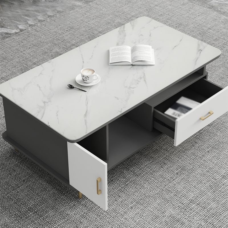 Modern Style Slate White/grey/black Top Rectangular Coffee Table