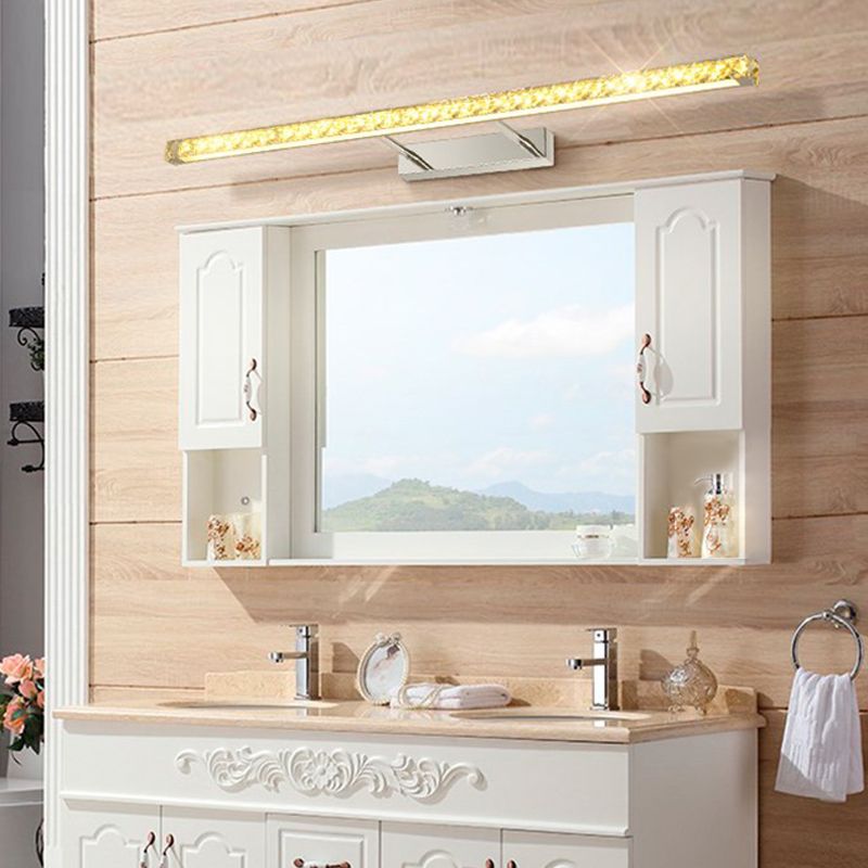 1 Light Linear Vanity Lighting Fixtures Modern Style Crystal LED Mirror Lights