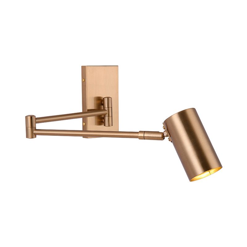 1 Head Bedroom Sconce Light Modernist Gold LED Wall Mounted Lighting with Pipe Metal Shade
