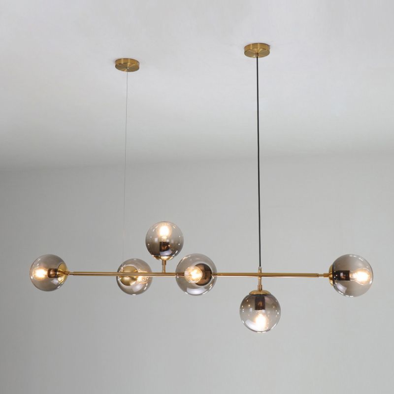 Smoke Grey Glass Orb Pendant Lighting Postmodern Island Ceiling Light for Dining Room