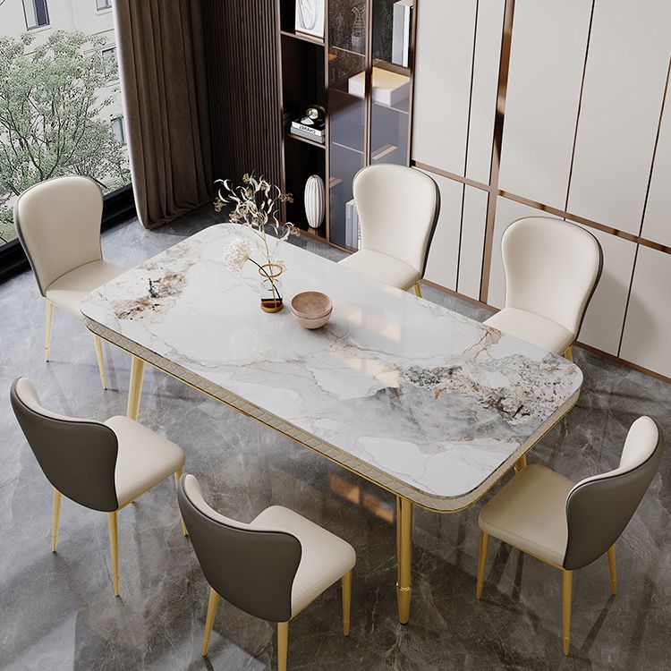 Glam Dining Table Set 1/5 Pcs Rectangle Dining Table with Upholstered Side Chairs