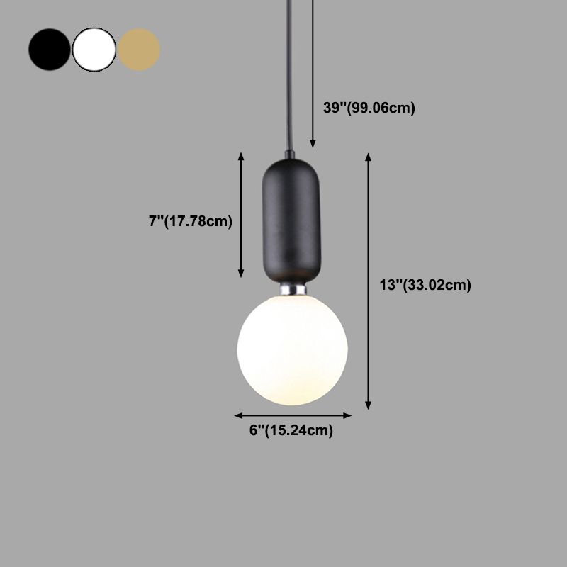 1 Light Spherical Hanging Ceiling Light Modern Style Glass Hanging Lamp Kit