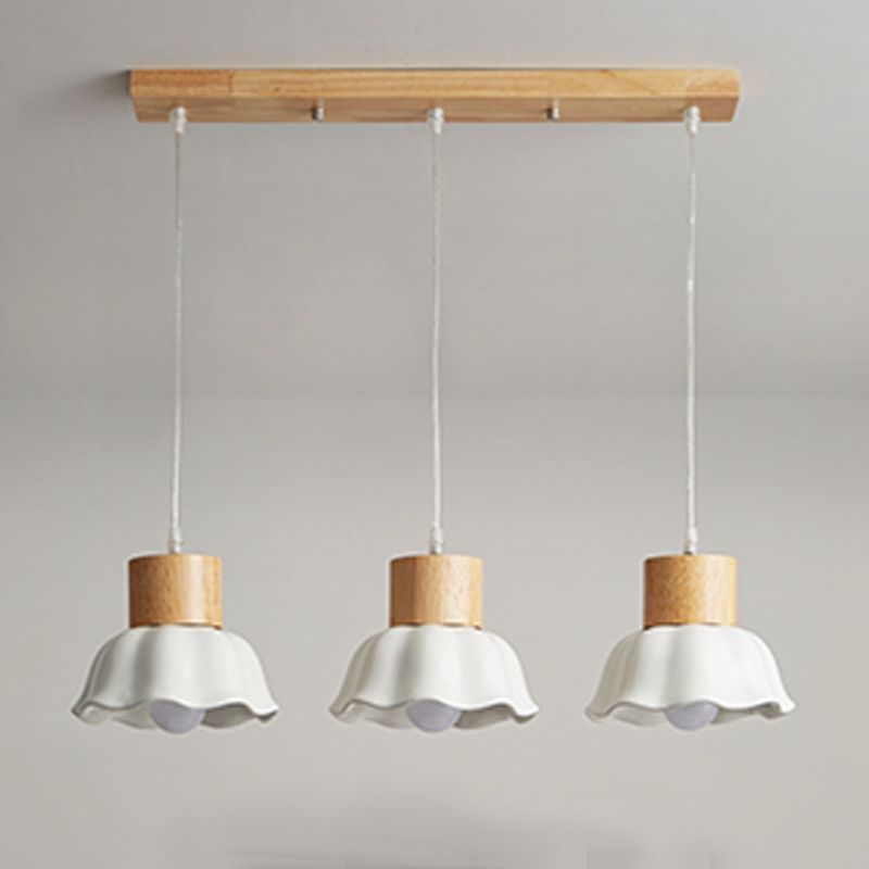 Lampada sospesa florida in legno in stile creativo moderno vetro a 3 luci a ciondolo a 3 luci per sala da pranzo