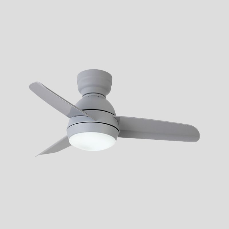 LED Round Pendant Fan Lighting Modern White/Black/Pink Finish Acrylic 3 Blades Semi Flush Mount Lamp with Wall/Remote Control, 33.5" Wide