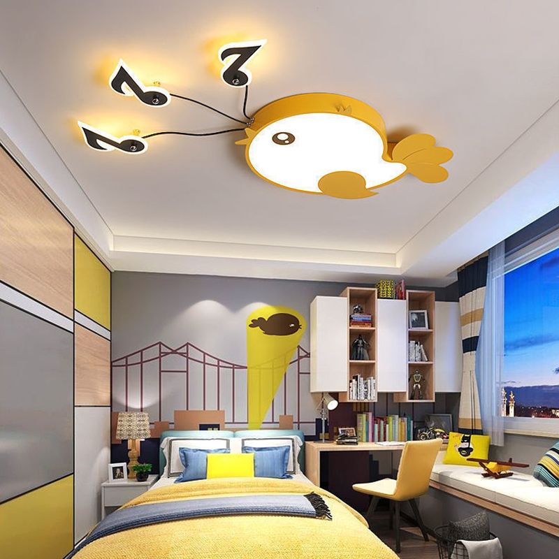 Novelty Cartoon Flush Mount LED Light Kids Style Metal Bedroom Ceiling Light Fixture