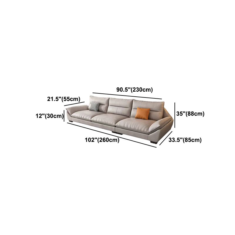 Faux Leather Modern Flared Arm Sofa Standard Sofa for Living Room, Apartment