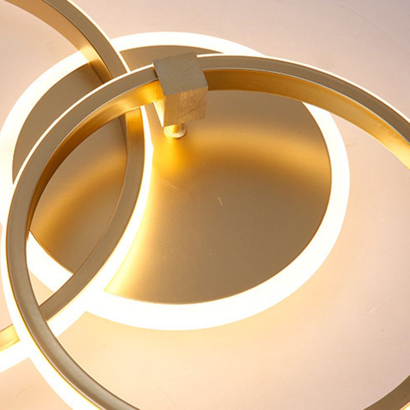 Simplicity Circular Ring Ceiling Light Fixture Metal LED Bedroom Ceiling Fixture in Gold