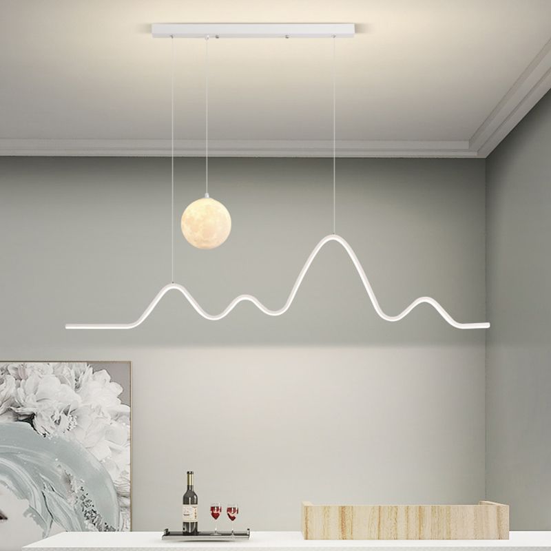 Modern Metal Pendant Light Linear Shape Island Light with Silicone Shade for Living Room